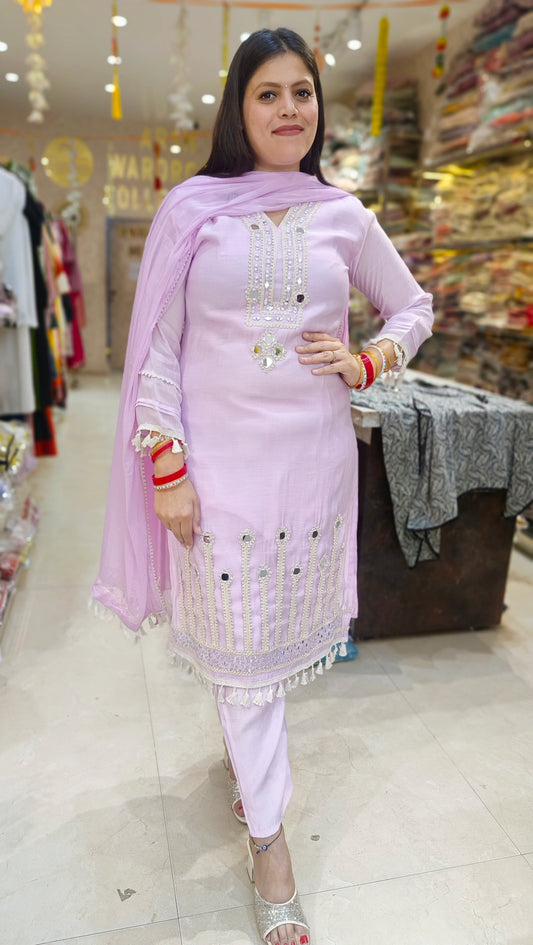 DESIGNER LAKHNAVI NECK 3PC SUIT
