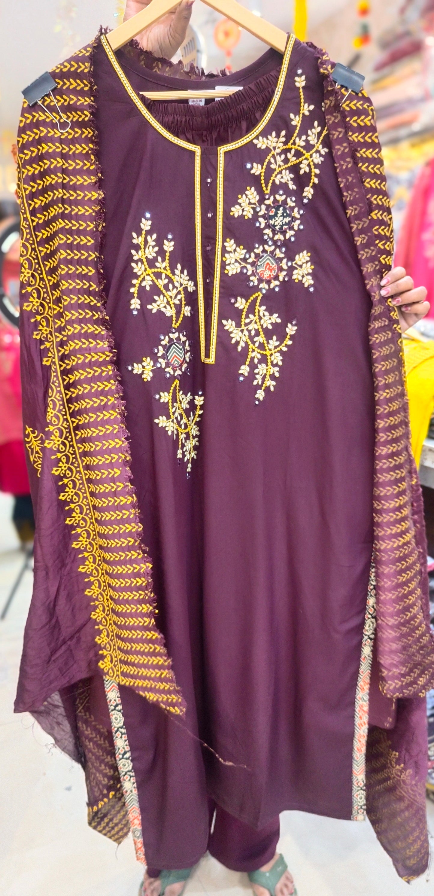 PURE DABBU COTON THREAD AND LASE WORK SUITS