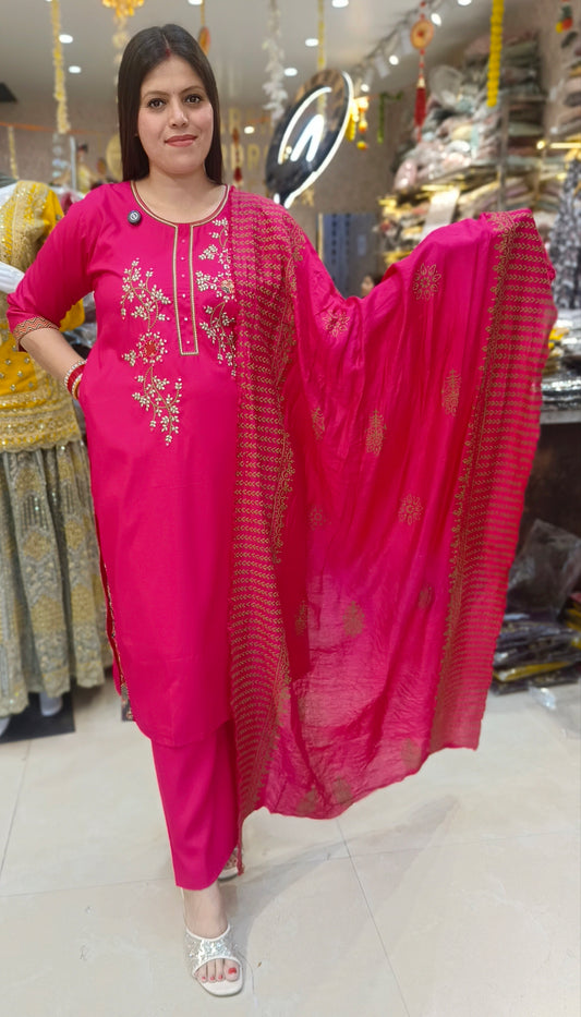 PURE DABBU COTON THREAD AND LASE WORK SUITS