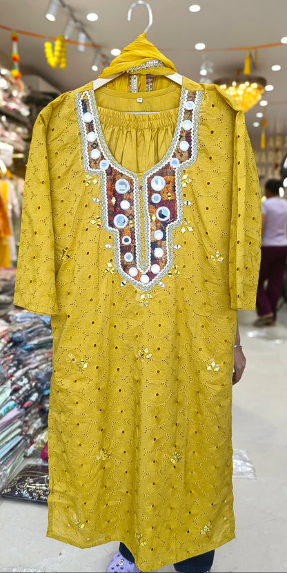 CHIKEN HAKUBA DUEL COLOUR ORIGNAL MIRROR WORK NECK DESIGN SUIT