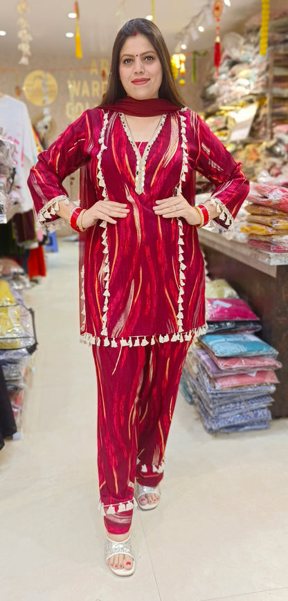 BEAUTIFUL DUEL COLOUR WHITE LASE WORK PURE COTTON FARSHI SALWAR SUIT