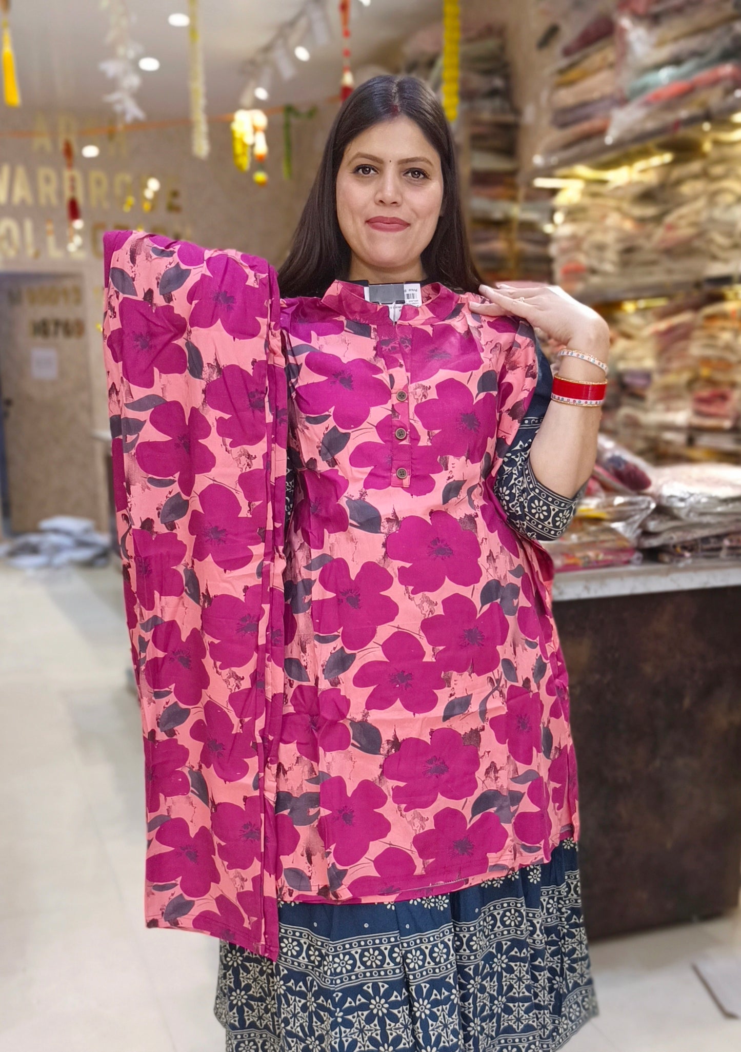 PLUS SIZE FLORAL DESIGN COTTON CORDSET