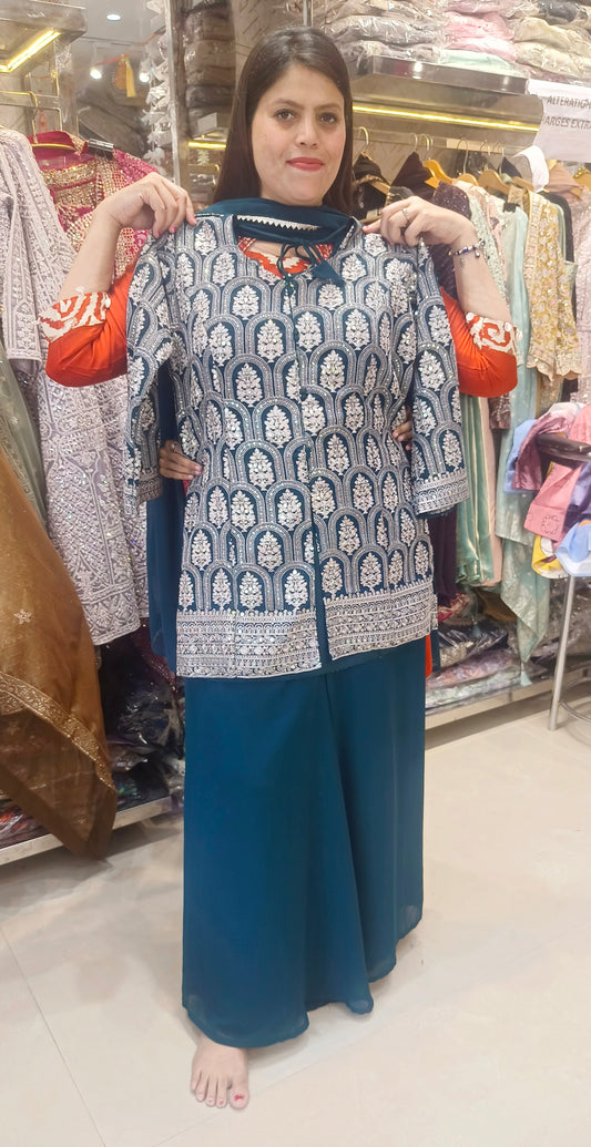 GREEN BEAUTIFUL TILLA WORK DRESS