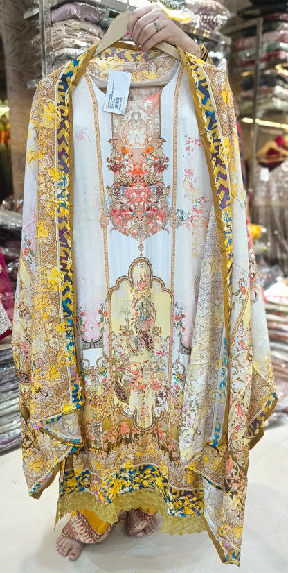 "Radiant Royalty: Embroidered Partywear Suit"