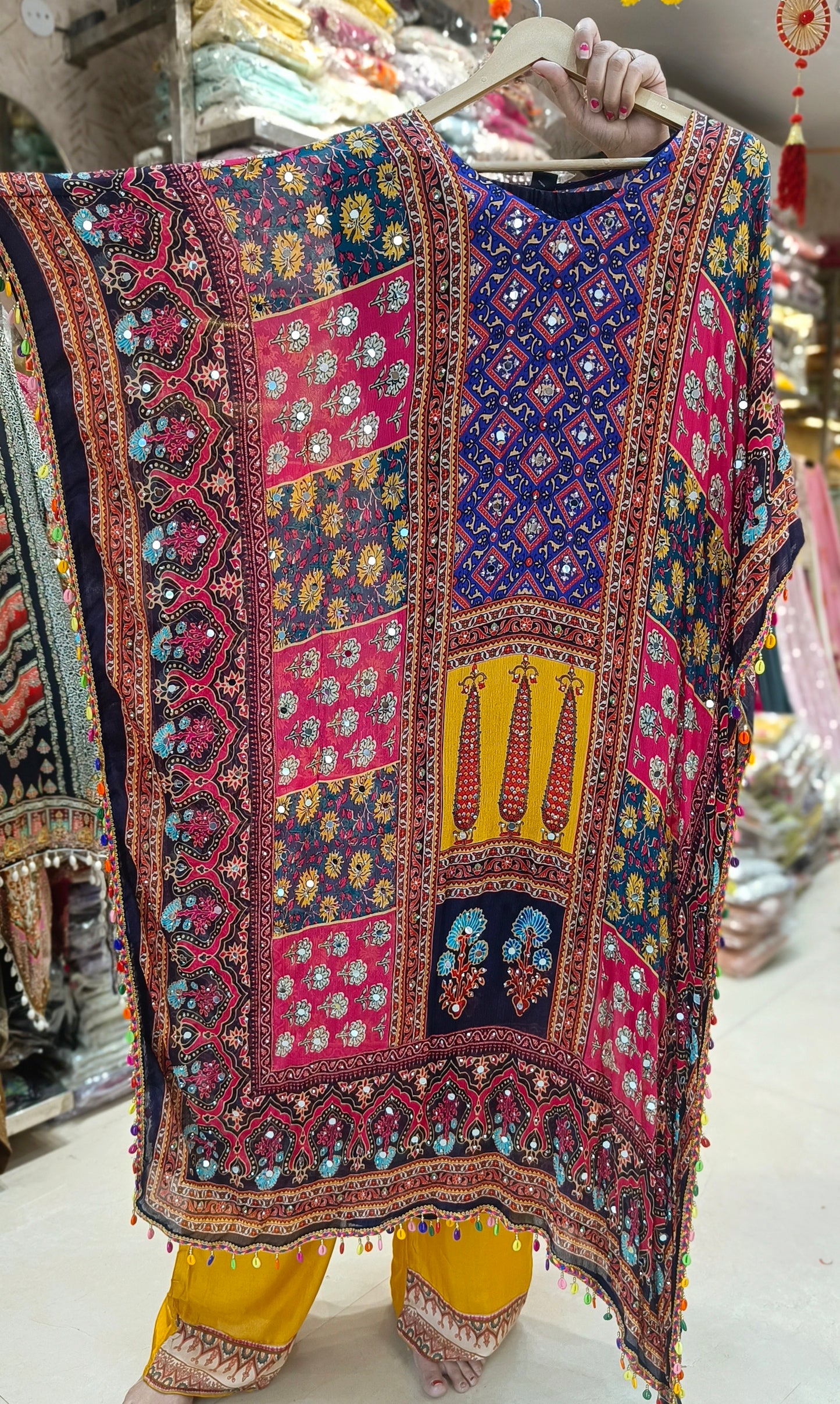 MULTI COLOUR PURE CREPE KAFTAAN