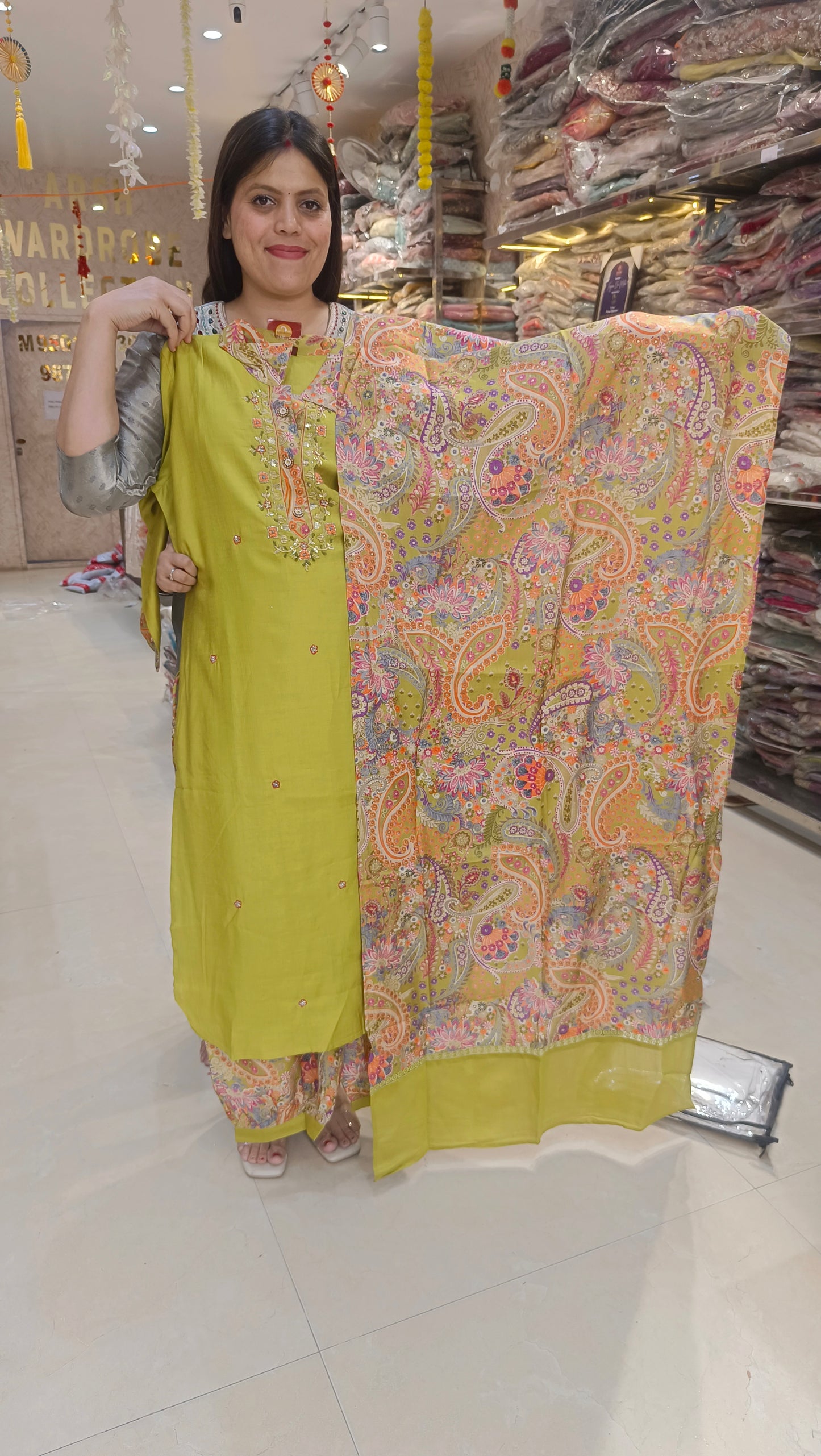 GREEN HAND WORK PATHANI SALWAR SUIT
