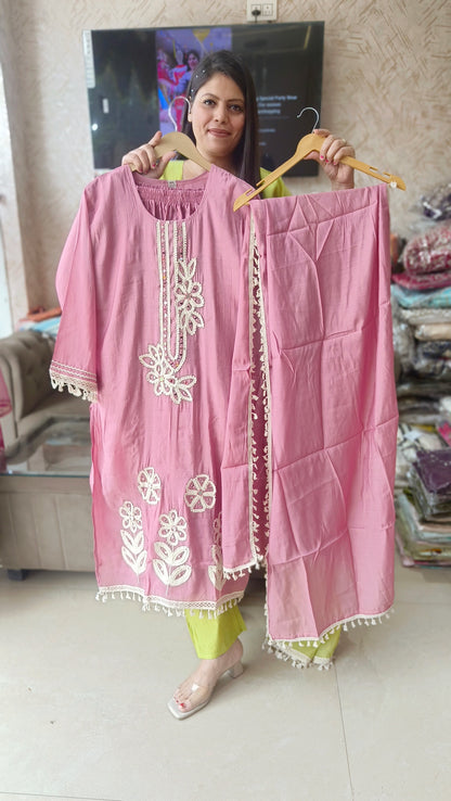 CHANDERI MALL WHITE THREAD WORK SUIT