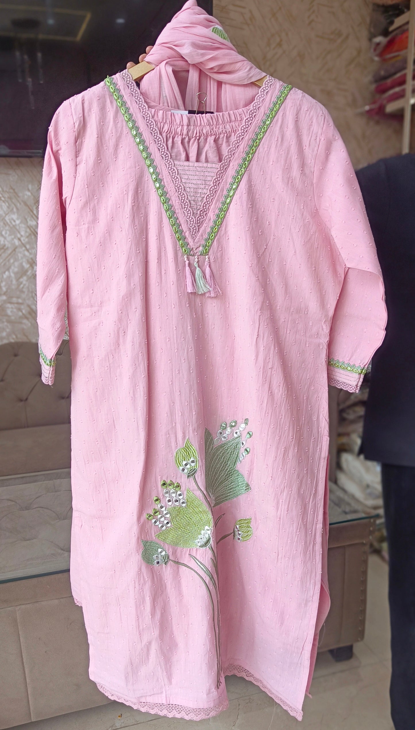 PURE COTTON NECK DESIGN BEAUTIFUL SUIT