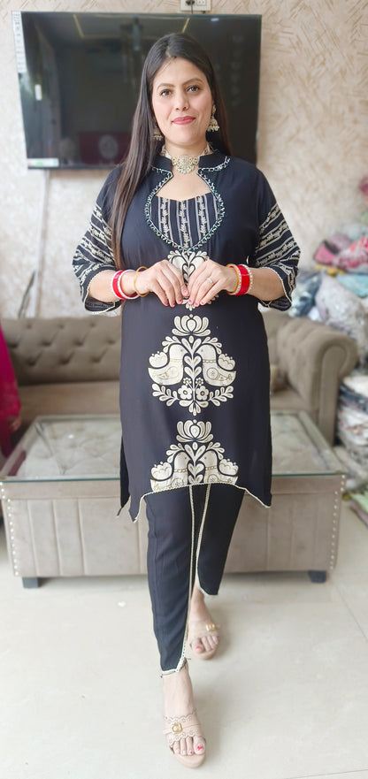 BLACK PURE COTTON BUSTIER DESIGN TULIP PANT