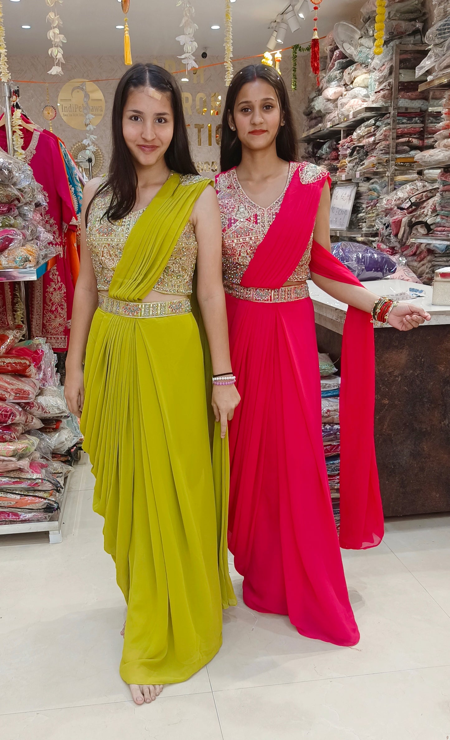 PARTY WEAR DRESS CROPE TOP WITH DESIGNER SAREE