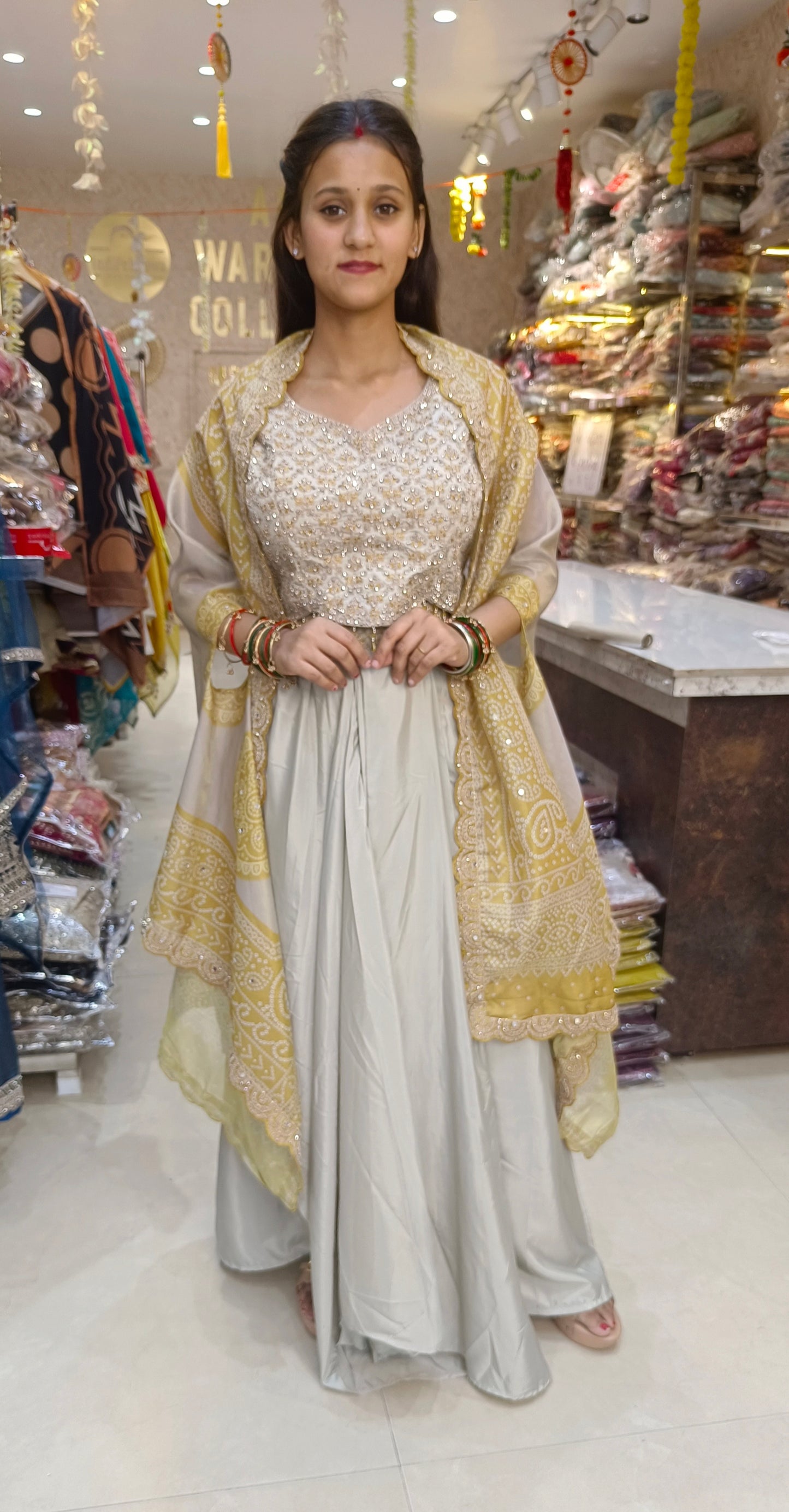 DESIGNER CAPE DRESS WITH PREMIUM CRAPE CAPE WITH HAND WORK