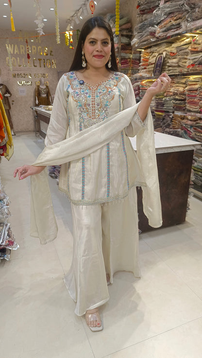 IVORY BLUE LINE PEMPLUM DESIGN FULL FLAIR JAFFA