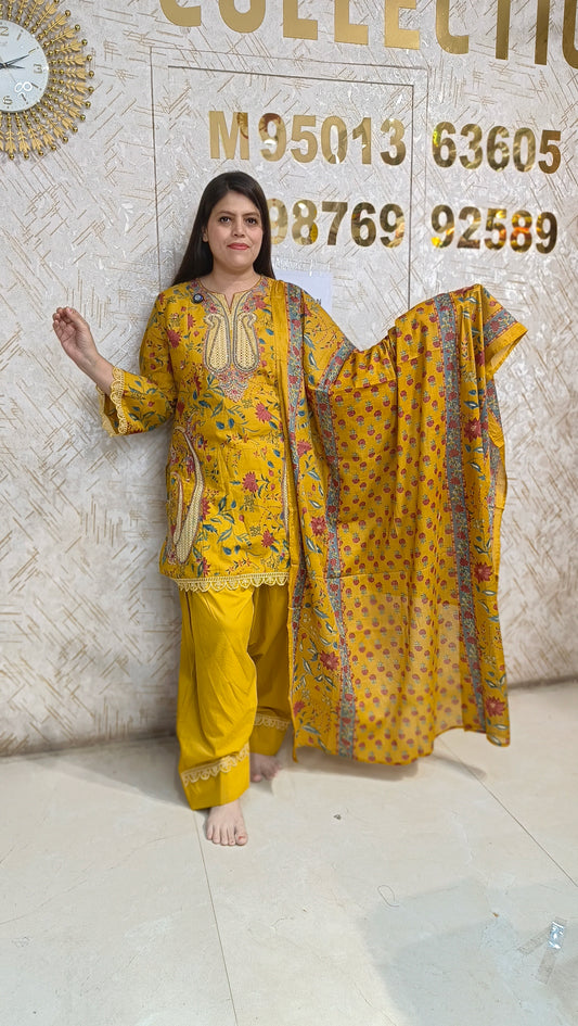 PURE COTTON PAKISTANI WORK WITH POTLI FARSHI SALWAR SUIT