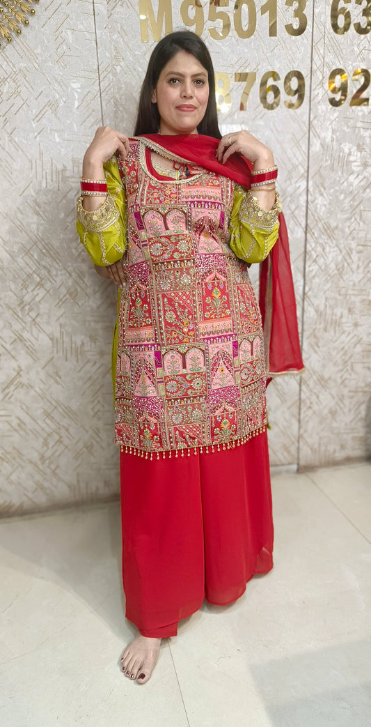 HOT PINK RAJA RANI DESIGN PLAZO SUIT