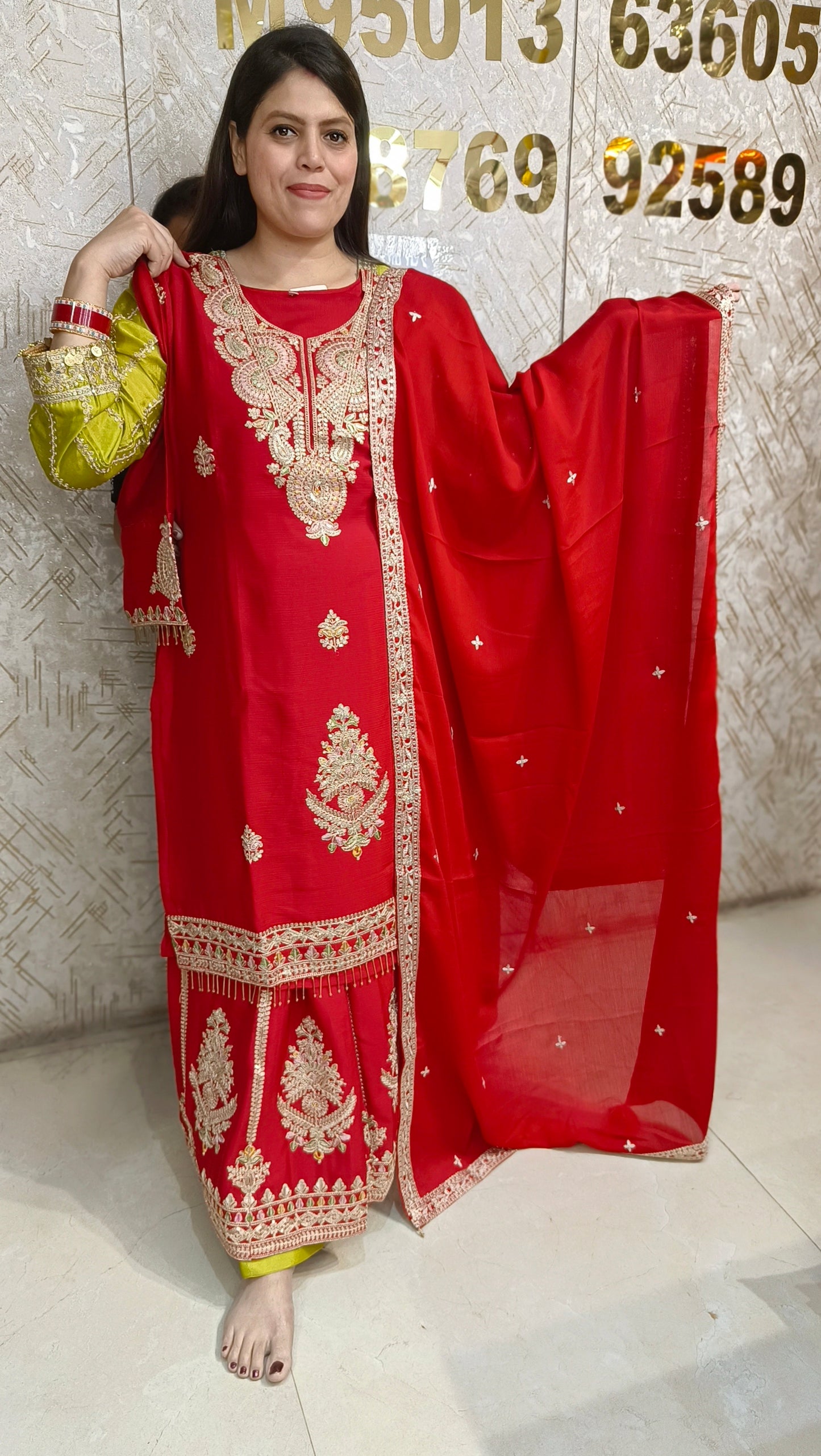 PARTY WEAR CHINON DESIGNER 3 PC JAFFA SUIT