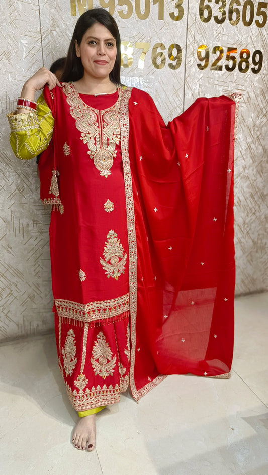 PARTY WEAR CHINON DESIGNER 3 PC JAFFA SUIT