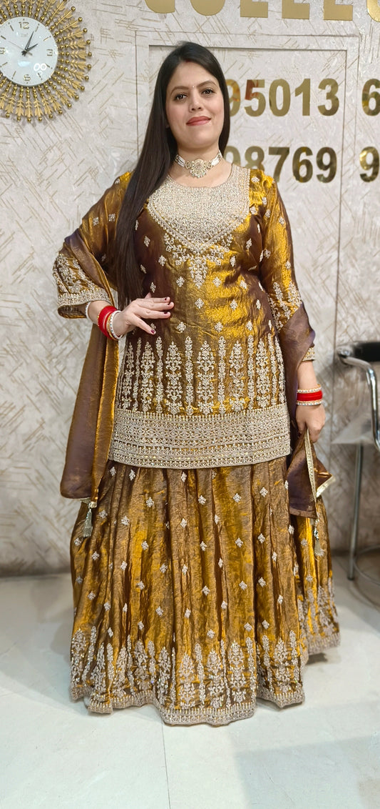 WEDDING WEAR FULL PEARL AND TILLA WORK DESIGNER LEHENGA