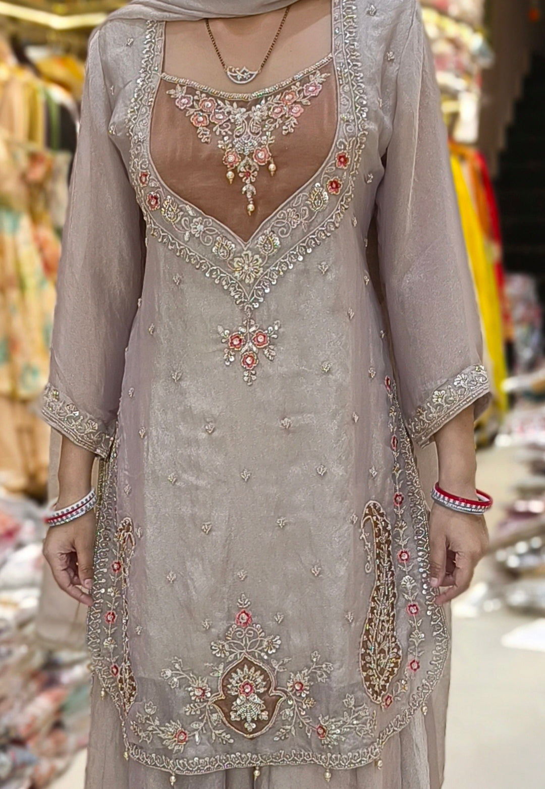 BUSTIER DESIGN DUEL SHADE HANDWORK JAFFA SUIT