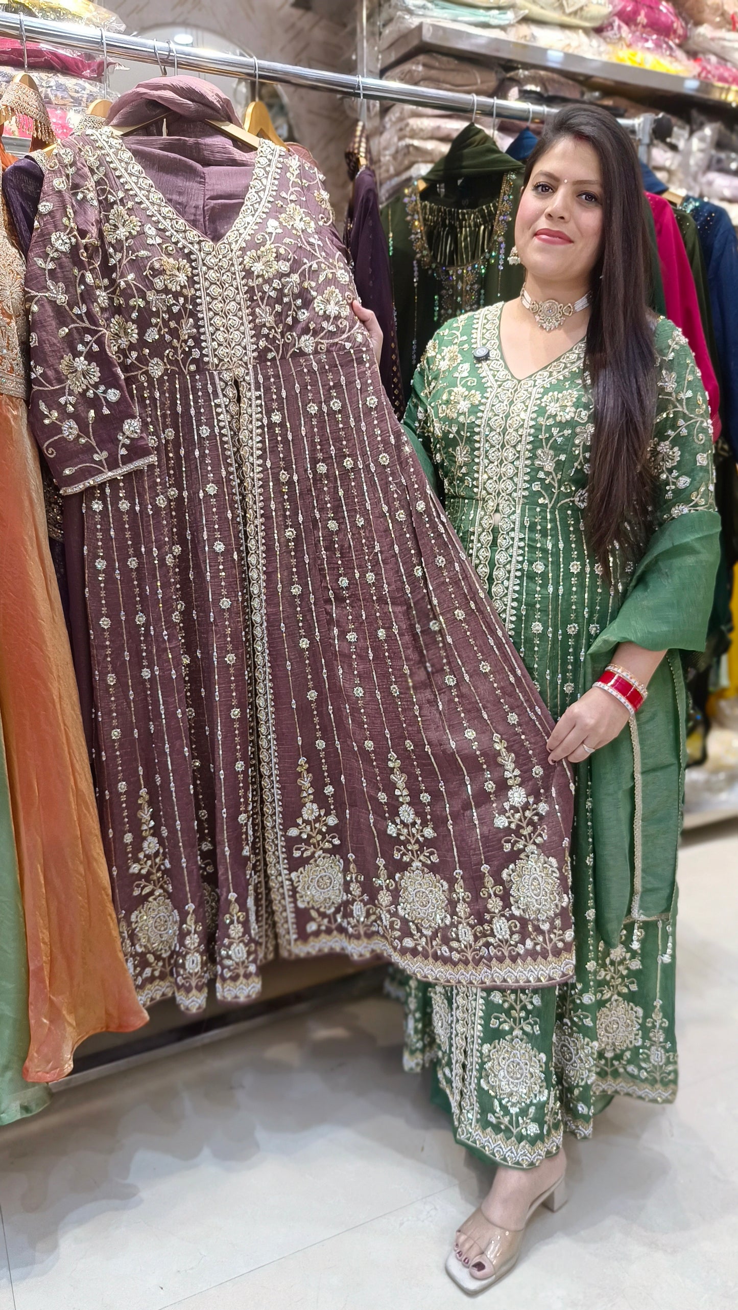 FRONT CUT DESIGN ANARKALI WITH JAFFA