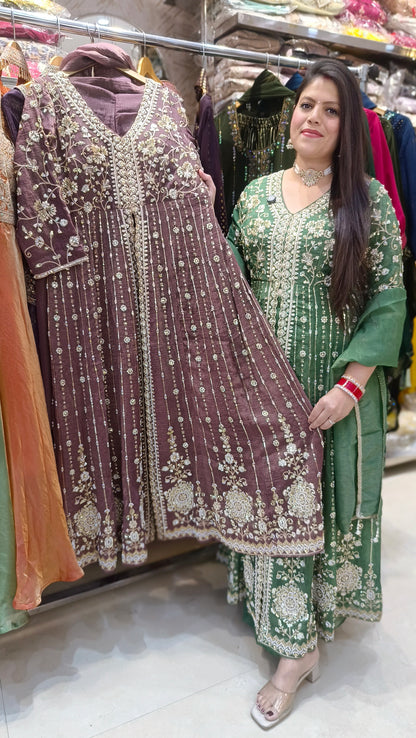 FRONT CUT DESIGN ANARKALI WITH JAFFA