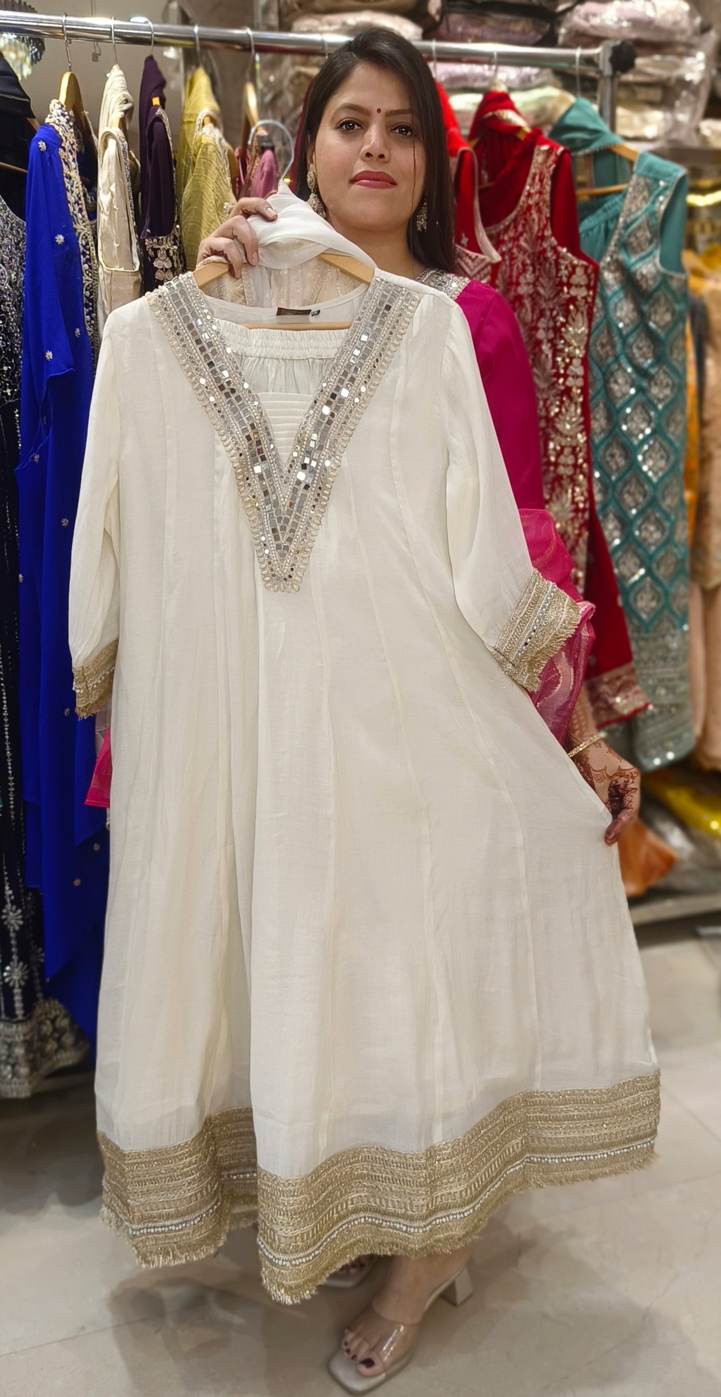 BEAUTIFUL DESIGN LASE WORK ANARKALI