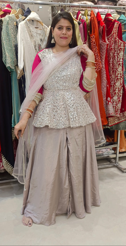NUDE PINK PEMPLUM TOP WITH JAFFA