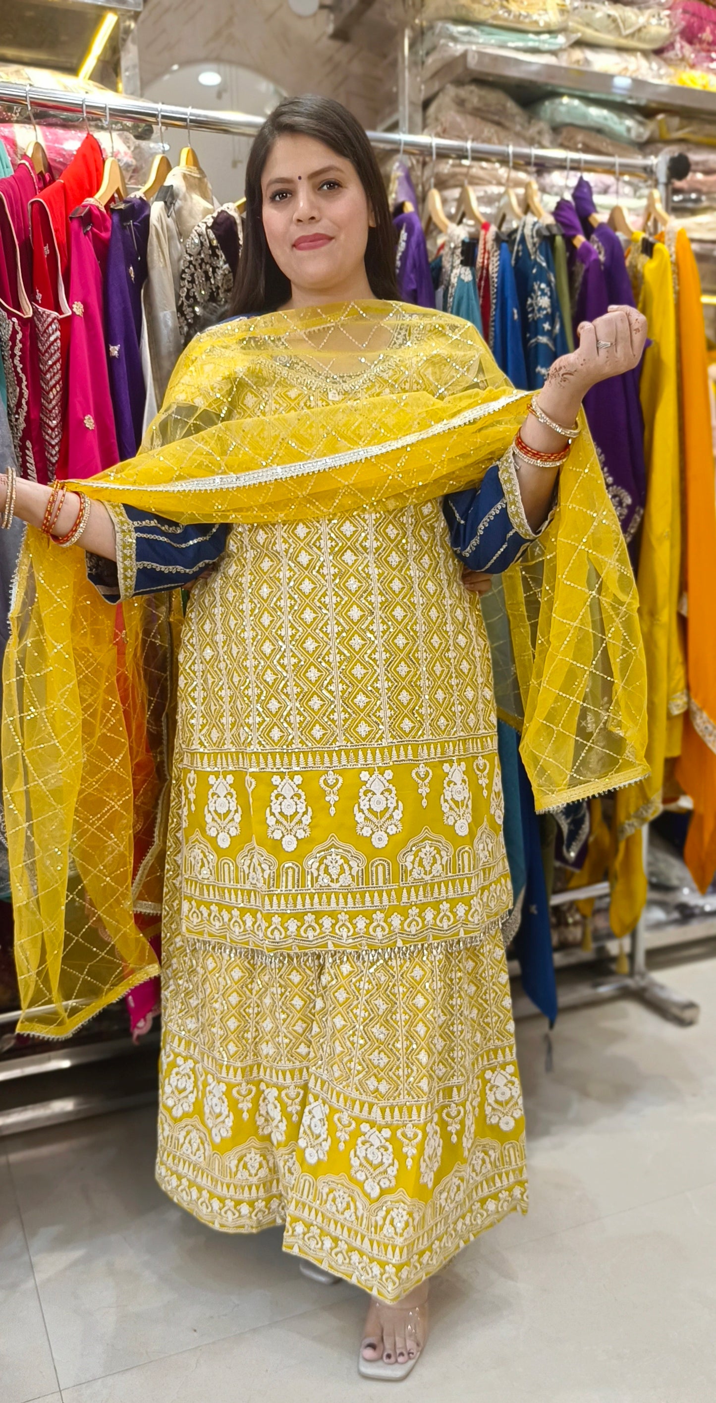 BEAUTIFUL GEORGET WHITE THREAD WORK JAFFA SUIT