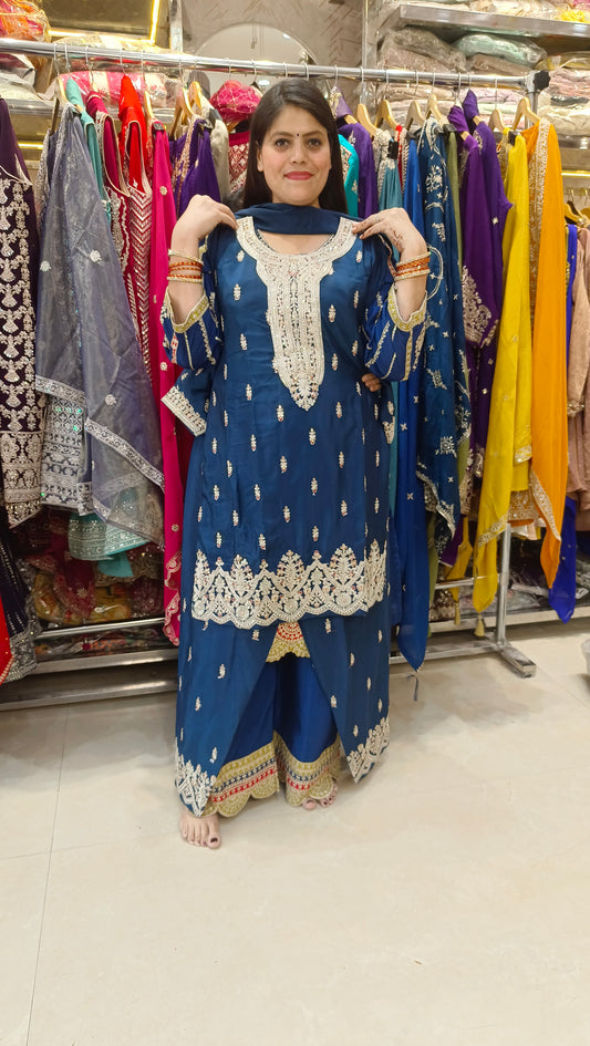 PURE CHINON BEAUTIFUL WORK FARSHI SALWAR SUIT