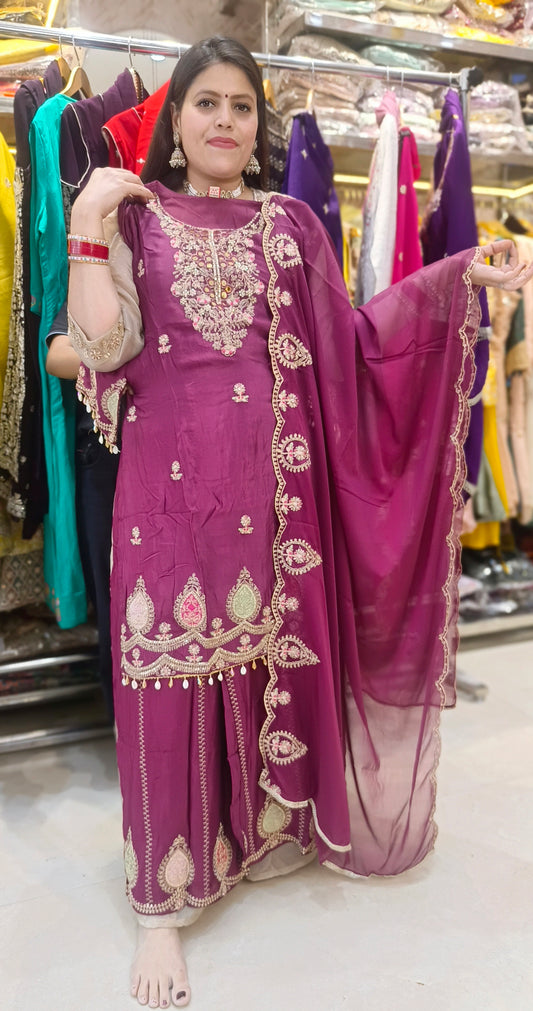 WINE HAND WORK BEAUTIFUL DESIGN SUIT