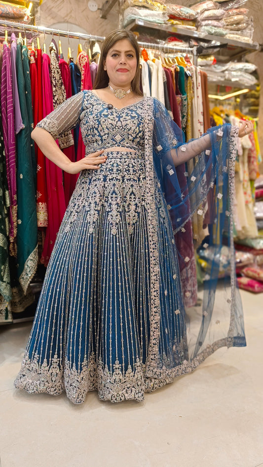WEDDING WEAR FULL TILLA AND MIRROR WORK FULL FLAIR LEHENGA