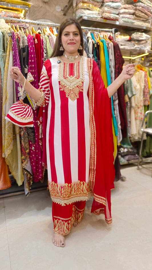 PURE CREPE BEAUTIFUL DESIGN WITH POTLI 4PC SUIT