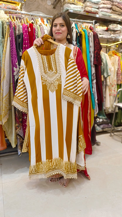 PURE CREPE BEAUTIFUL DESIGN WITH POTLI 4PC SUIT