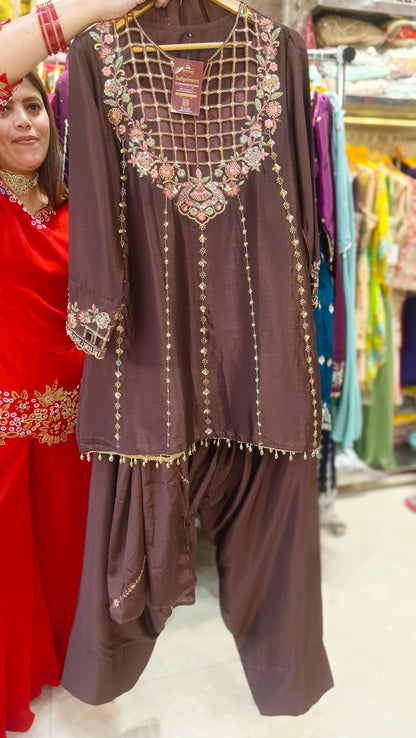 PREMIUM NECK DESIGN PERAL WORK FARSHI SALWAR SUIT