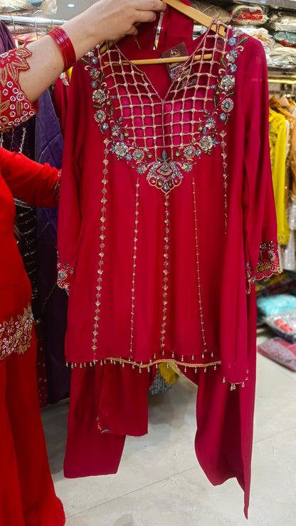 PREMIUM NECK DESIGN PERAL WORK FARSHI SALWAR SUIT