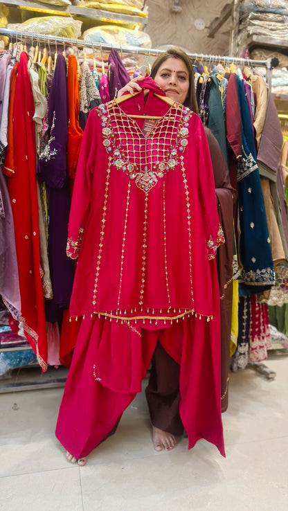 PREMIUM NECK DESIGN PERAL WORK FARSHI SALWAR SUIT