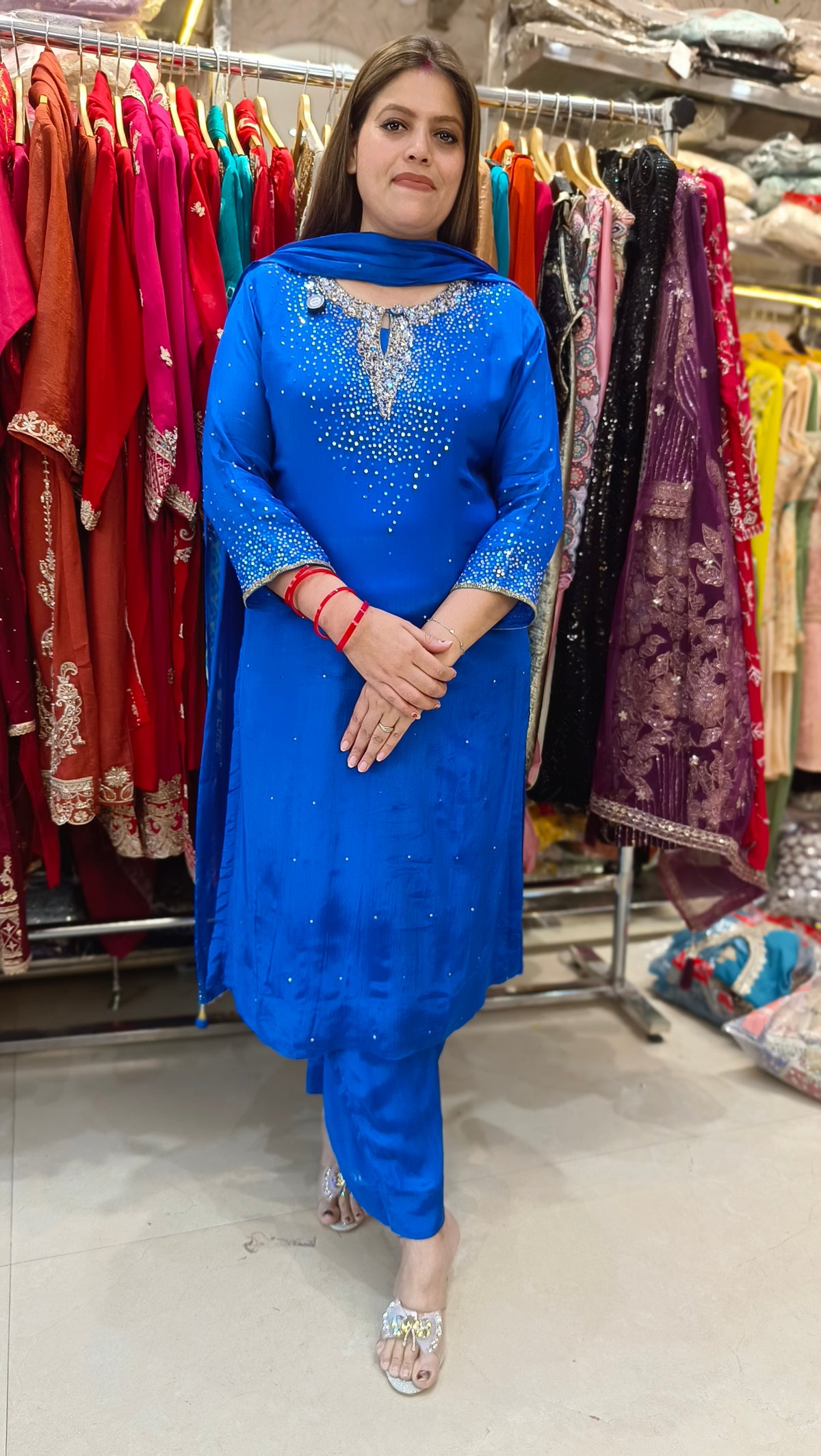BLUE SEQUENCE DESIGN PARTY WEAR SUIT