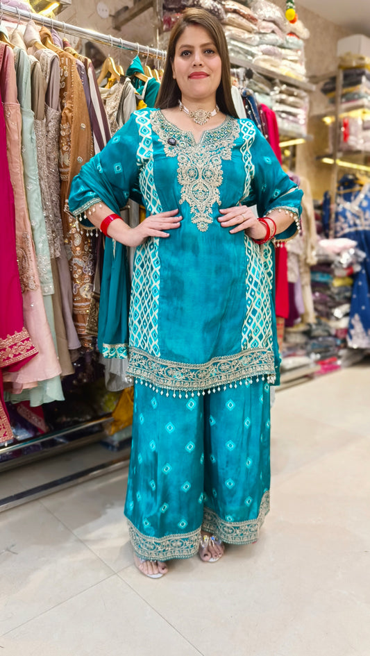 PURE GAJJI SILK JARKAN WORK JAFFA SUIT