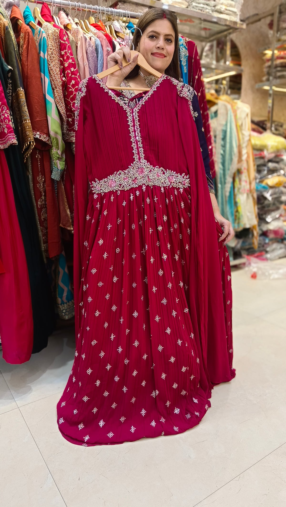 PARTY WEAR SLEEVS DESIGN BEAUTIFULL FULL FLAIR GOWN