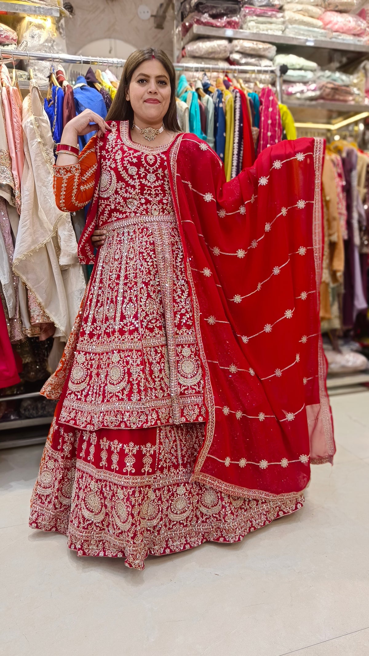 ORIGNAL MIRROR WORK PEMPLUM FRONT CUT DESIGN LEHENGA