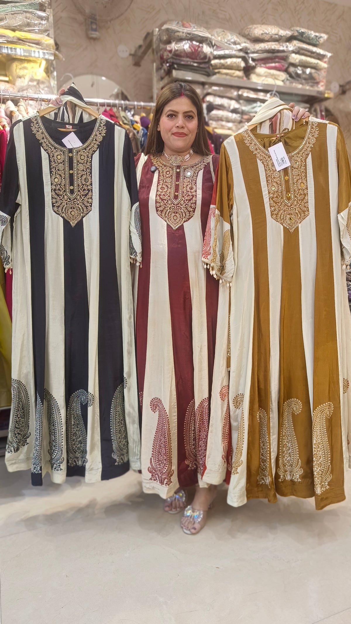 PURE CREPE ZEBRA DESIGN ANARKALI