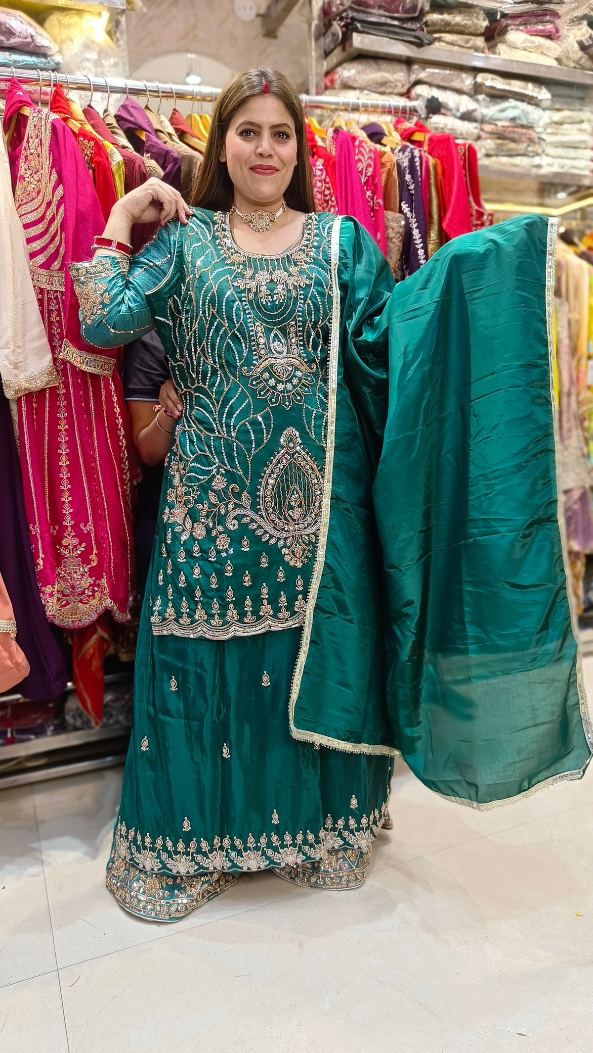 PURE SILK FULL HAND WORK JAFFA SUIT