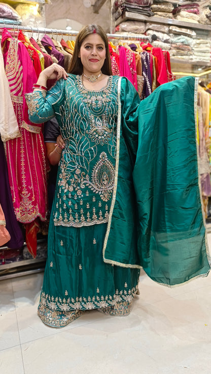PURE SILK FULL HAND WORK JAFFA SUIT