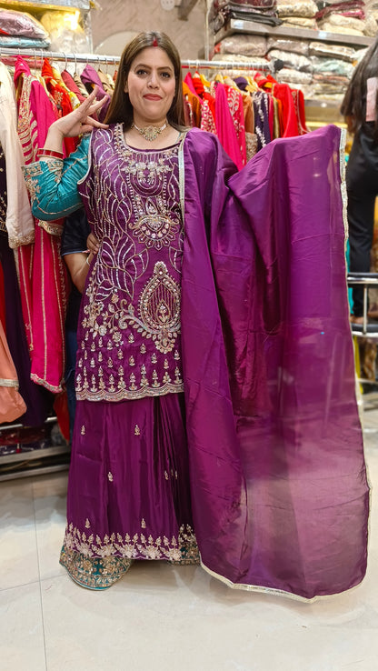 PURE SILK FULL HAND WORK JAFFA SUIT
