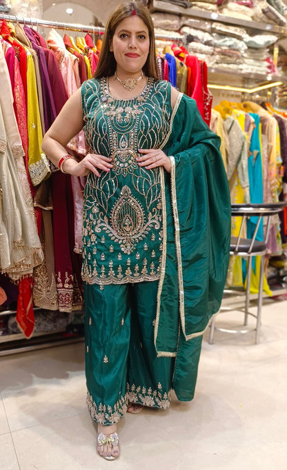 PURE SILK FULL HAND WORK JAFFA SUIT