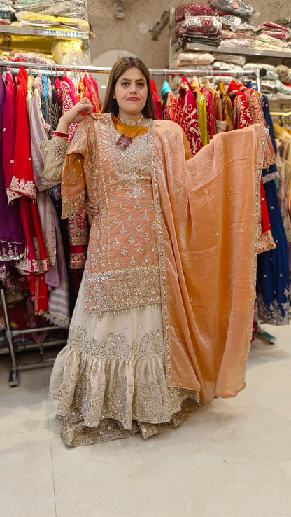 RUST WITH IVORY FARSHI LEHENGA