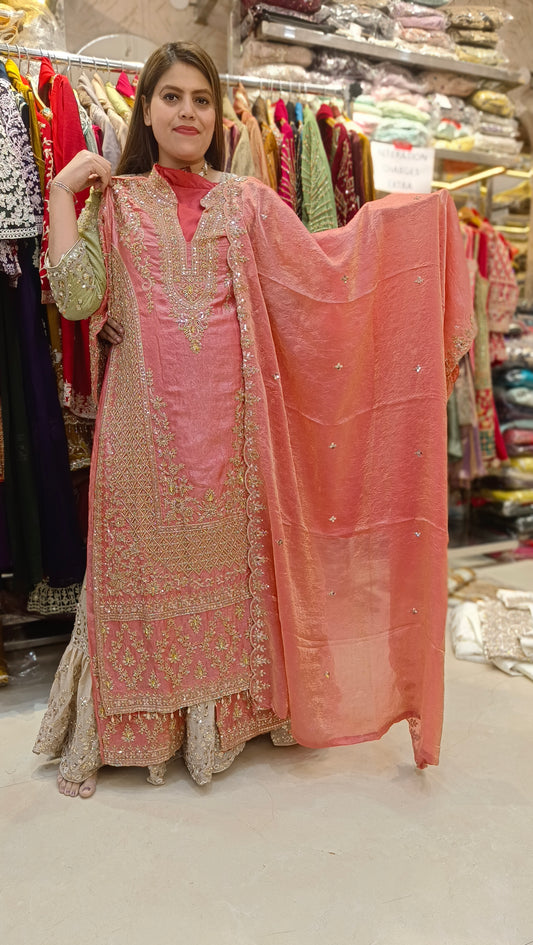 PREMIUM FULL HEAVY WORK ORIGNAL PEARL WORK DESIGNER SUIT