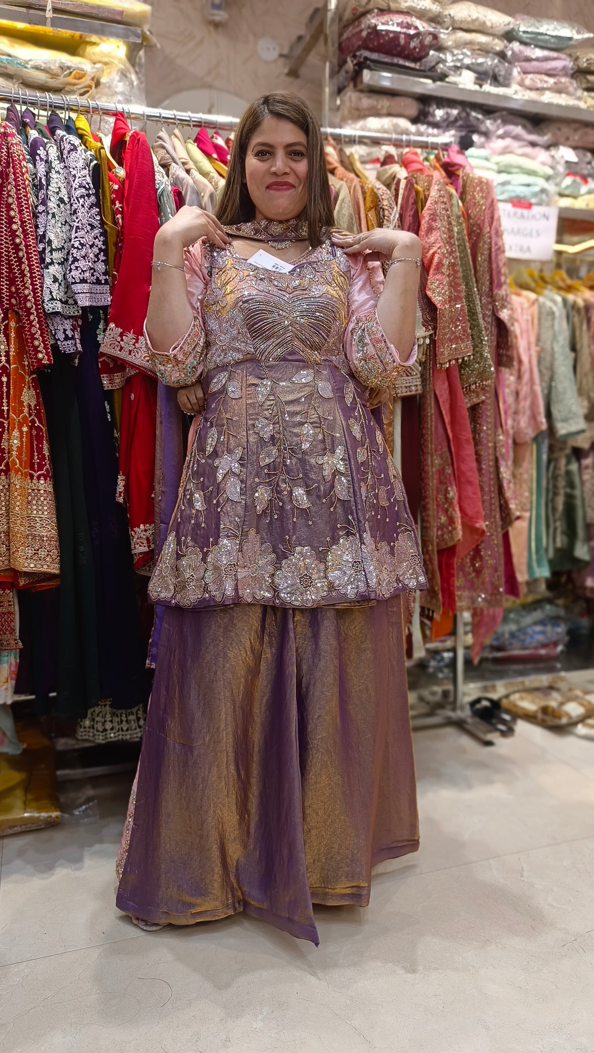 DESIGNER HANDWORK THREE PIECE INDOWESTERN