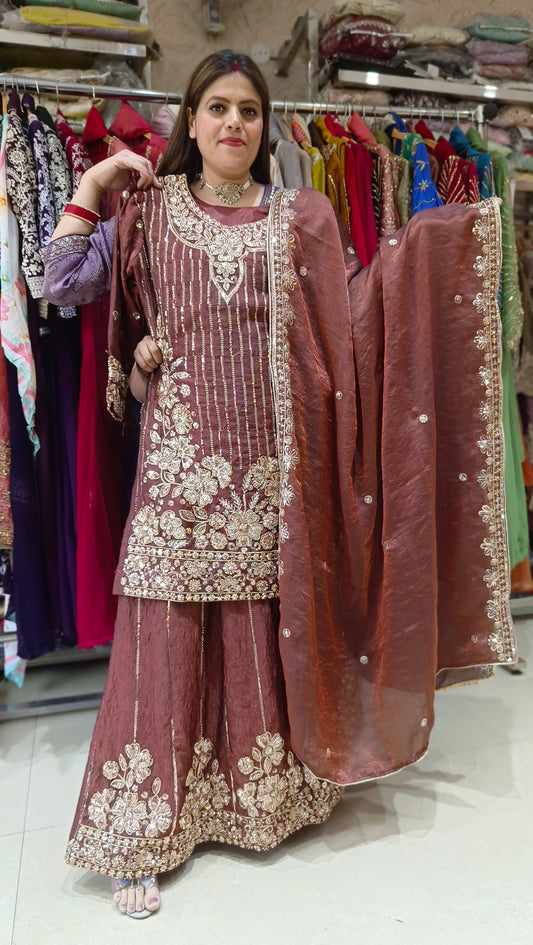PREMIUM RUSHIAN SILK FULL HAND WORK JAFFA SUIT
