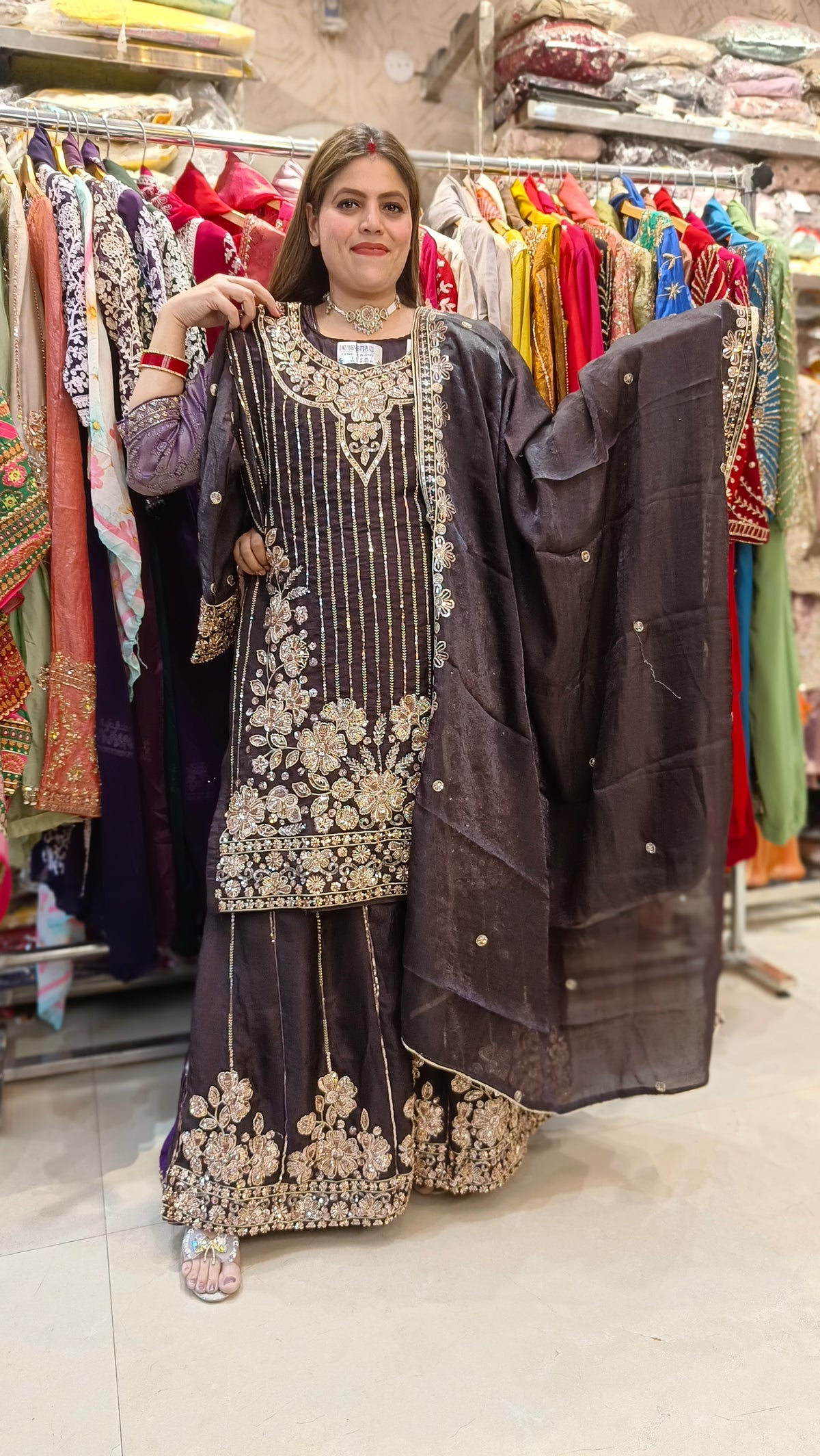 PREMIUM RUSHIAN SILK FULL HAND WORK JAFFA SUIT