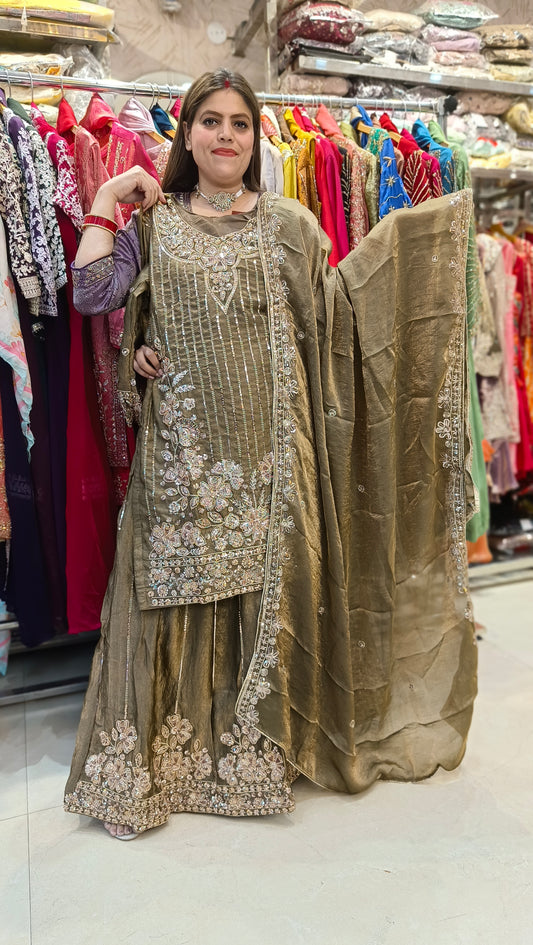 PREMIUM RUSHIAN SILK FULL HAND WORK JAFFA SUIT